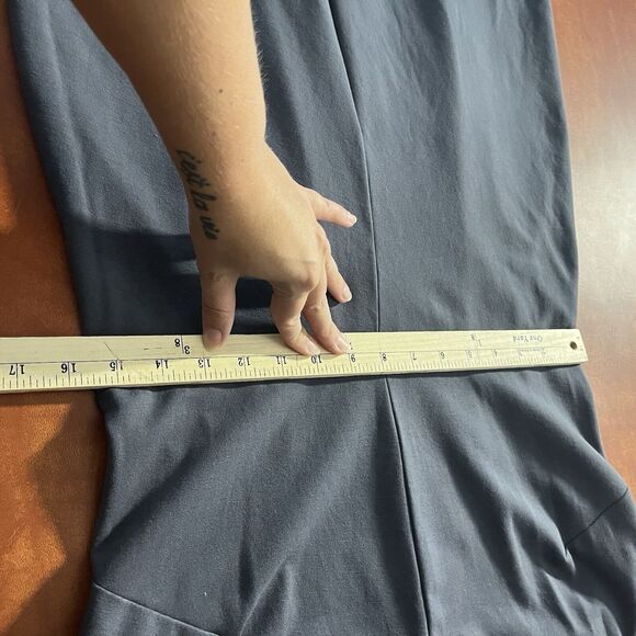 MM LaFluer Cheri Midi Dress Size 12 Gray Fit & Flare Stretch Sleeveless Back Zip - Picture 10 of 13